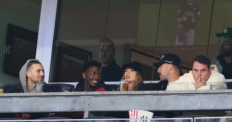 Taylor Swift and Travis Kelce attend Game One of the American League Championship 522