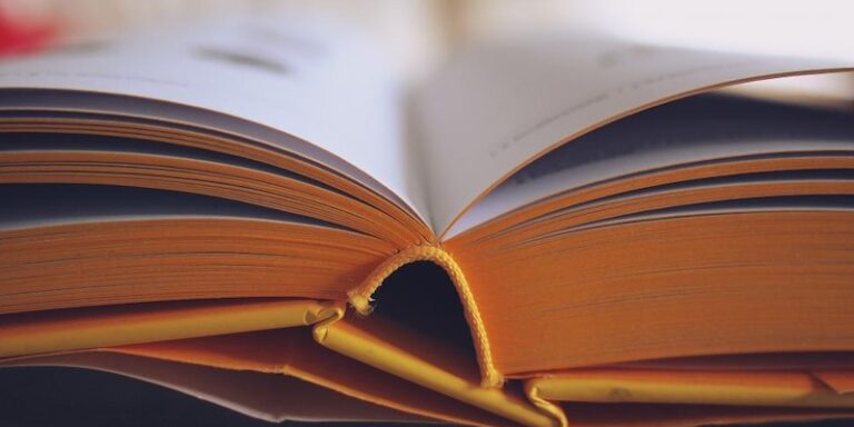 open book on a desk with blurred pages