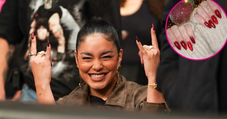 Vanessa Hudgens Holiday and Birthday Nails are Gleaming With Red 4